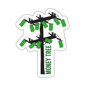 Money Tree Pole Sticker - Weatherproof Vinyl | lineman sticker Hard Hat Sticker | Blue Collar Stickers - Color: Size, size: 3x3