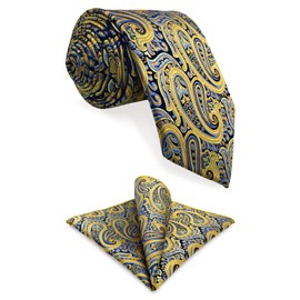 Shlax & Wing Mens Multicoloured Tie Yellow Blue Paisley Silk New Fashion Wedding -