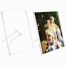 QWORK Acrylic Picture Frame, 2 Pack 8.5x11 Inch Document Frames Certificate Frame with Magnets for Marriage Graduation, Shatter-Resistant Tabletop Picture Frame, for Home Office Desktop Display