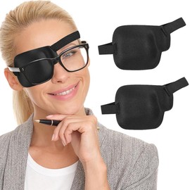 AMZVIO 2PCS Eye Patches for Adults,3D Medical Ajustable Eyepatch,Soft Eye Patch for Amblyopia Lazy Eye After Eye Surgery,Large Black(Right-2pcs)