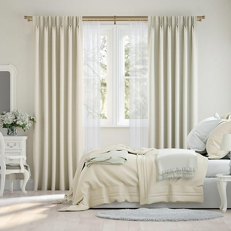 Lwiiom Double Curtain Rods with Aluminum End Cap and Full