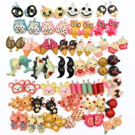Summer-Ray 78 Mixed Lot Resin Charms with Eye Pin Value Pack for Jewelry Making