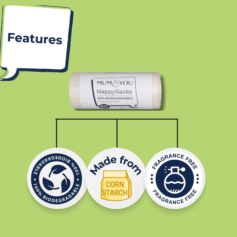 Mum & You 100% biodegradable Nappy Sacks -4 Pack
