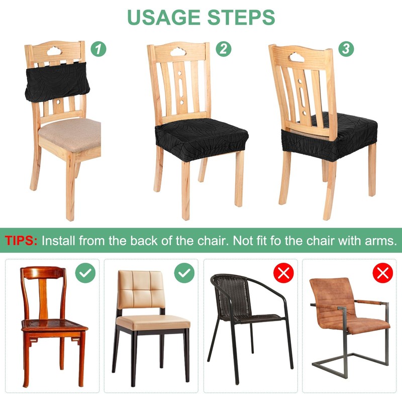 M METERXITY 4-Pack Waterproof Dining Chair Covers, Stretch Jacquard Dining