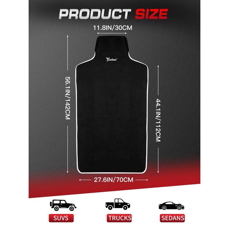 TESFEEL Car Seat Cover Towel, Waterproof Terry Cloth Car Seat