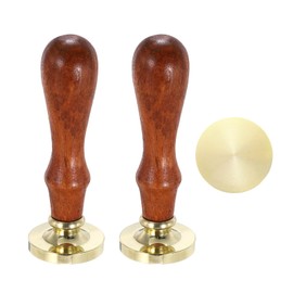 PATIKIL 30mm Round Blank Wax Seal Stamp, 2 Pack Removable Brass Head without Carving Wooden Handle for Envelope Invitation Wine Packing Gift Wrapping