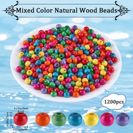 GORGECRAFT 1200PCS 8MM Wooden Spacer Loose Beads Colorful Wood Round Natural Painted Bead Bulk Assorted Color 3MM Hole Balls for Lapidary Bracelets Making DIY Craft Project Room Holiday Decoration