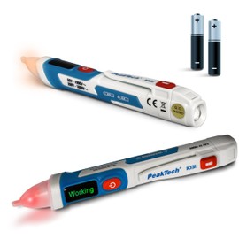 PeakTech 1031 - Contactless AC Voltage Tester with LED Signal Lamp & Vibration, 50 - 1000 V AC Operating Range, Non-Contact Voltage Tester, Current Tester, Pen Multimeter - 155 x 25 mm, White