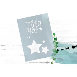zAcheR-fineT Stencil "Frohes Festund Sternen" - Xmas Stencil Christmas Painting Template - Cards Kitchen Baking Decoration Christmas Decoration - zAcheR-fineT (DIN A4)