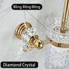 WOLIBEER Crystal Toilet Brush Holder, Polished Gold Brush Handle with