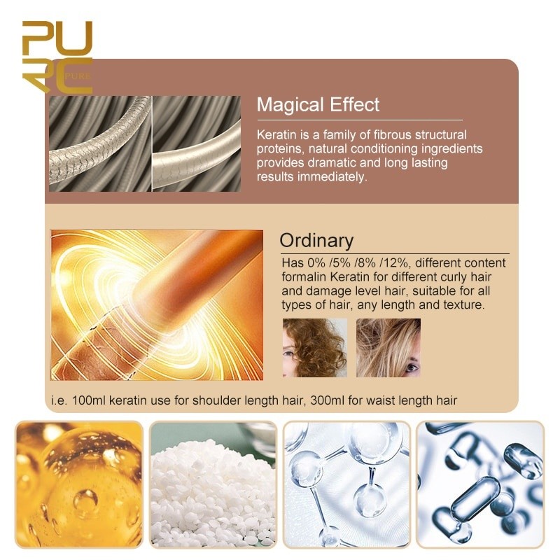 PURC Brazilian Keratin Treatment Smooth Repair Straight Hair Advanced Salon