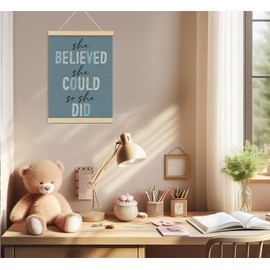 foedor Congratulations Gifts for Women,She Believed She Could So She Did,Inspirational Gifts for Women,Pink Wall Decor for Girls Kids Bedroom Playroom Nursery(blue)