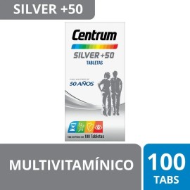 Multivitamnico Centrum Silver 50 Adultos con Vitamina B Vitamina C Calcio Potasio y Zinc 100 Tabletas Sin sabor                                       