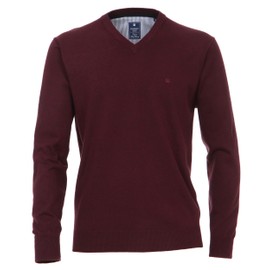 Redmond Men's Plain High Melange Pullover - vino Plain, size: l