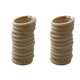 2 Pack 24 Piece Plastic Basic Locking Oval Hook Easy Gliding Shower Curtain Rings (Beige)