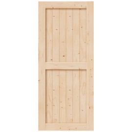 EaseLife 36in x 84in Sliding Barn Wood Door,Interior Doors,DIY Assemblely,Solid Natural Spruce Panelled Slab,Easy Install,Apply to Rooms & Storage Closet,H-Frame