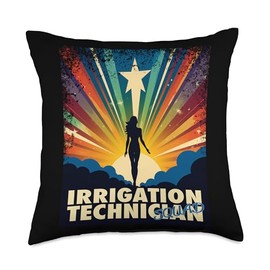 IRRIGATION TECHNICIAN Gifts Irrigation Technician Funny Female Hero Job Women Throw Pillow, 18x18, Multicolor