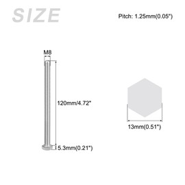 METALLIXITY Hex Bolts (M8-1.25x120mm) 10Pcs, 304 Stainless Steel Coarse Fully Threaded Hex Head Screw Bolt Machine Screws - for Furniture Repair, Silver