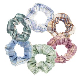 Coleteros para el cabello, coleteros para el cabello para mujer, bandana coleteros, 6 diademas para el pelo, coleteros para mujer. (Cuadros coloridos)