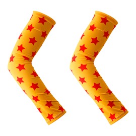 Anime Arm Sleeves, Yellow and Red Stars Print Armwarmers Compression Sleeves Sun Protection Cooling Arm Covers for Outdoor Sports Baseball Basketball Running Cycling Men Women Gift