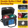 Kioqiear Double Roller 2 Ball Bowling Bag with Large Separate