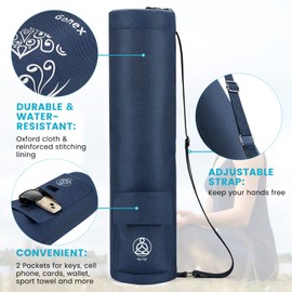 Gonex Yoga Mat Bag, Full-Zip Exercise Yoga Mat Carry Bag Durable Waterproof Oxford Cloth with 2 Cargo Pockets, Extra Wide, Adjustable Shoulder Strap