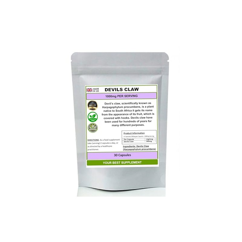 Devils Claw Capsules 100% Natural Pure no additives (Harpagophytum) (30)