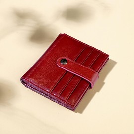 Cartera Mujer de Piel Elegante y Práctica, Billetera Mujer Plegable con Múltiples Compartimentos, Monedero Bifold para Tarjetas (rojo)
