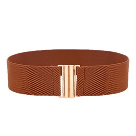 BEYLRZID Belts for Women, Waist Belt For Women for Dresses, Stretchy Vintage Elastic Belts with Metal Buckle, Brown, 2XL-3XL(37"-42")