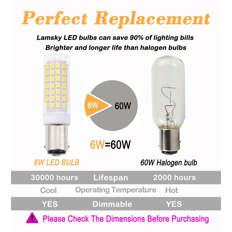 BA15D Led Bulbs 6W Dimmable 120V,B15 Double Contact Bayonet Base,Daylight