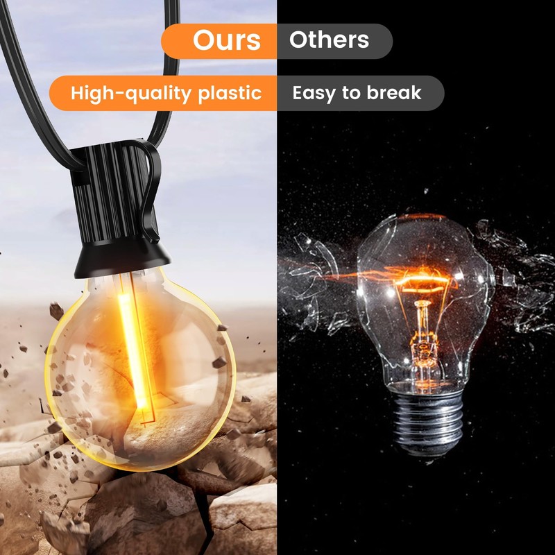 OHLUX 30FT Solar Globe String Lights Outdoor,Waterproof Solar G40 Patio