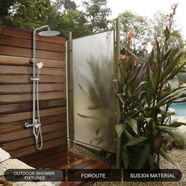 Foroute Shower Faucet - Shower Faucets Sets Complete, Shower System - Outdoor Shower Kit/Outdoor Shower Enclosure/Outdoor Shower Fixtures W/ SS304 Shower Head & Handheld High Pressure, Brushed Nickel