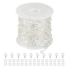 Jabogrii 5 Meters Silver Plated Brass Chain for Jewelry Making Hollow Heart Jewelry Making Chains DIY Chain Roll Jewelry Making Supplies