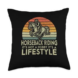 Retro Horseback Riding Lifestyle Equestrian Rider Throw Pillow