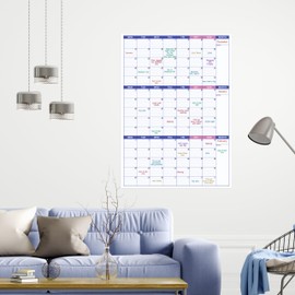 Wall Planner Undated - Large Three Monthly Dry Erase Reusable Wall Planner, Laminated Poster - Purple, Includes 8 Stickers, Plan for Home Office Work, 101 cm X 73 cm