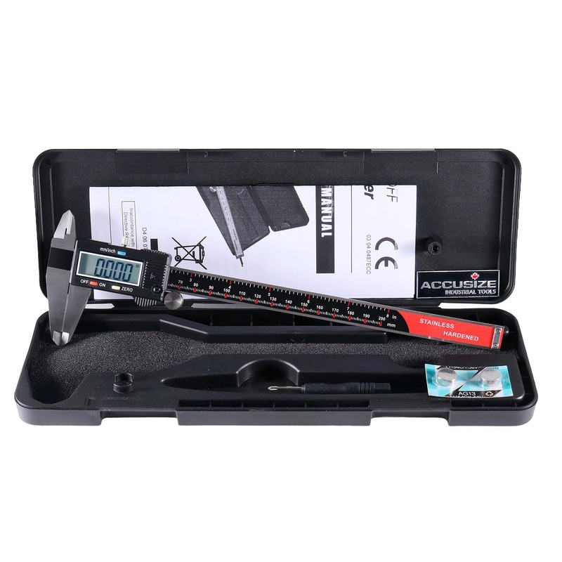 Accusize Industrial Tools 0-8'' x 0.0005'' 3-Key Electronic Digital Caliper