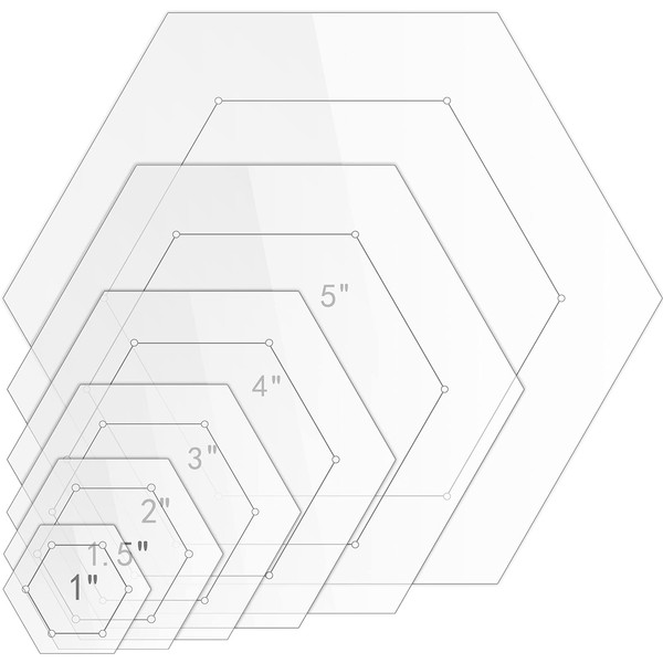 Weewooday 6 Pieces Hexagon Quilting Templates 1 Inch, 1.5 Inch,
