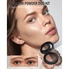 2Colors Eyebrow Powder Kit,Reddish Dark Brown Tinted Brow Powder Long-Lasting