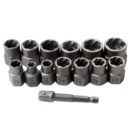 Ieron 14 PCS Bolt Extractor Set Locking Wheel Nut Removal Tool 3/8” Impact Socket Set And Rounded Bolt Remover Bolt Extractor