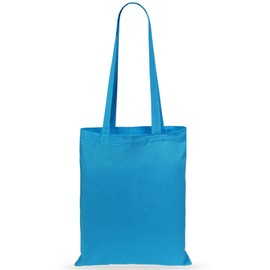 eBuyGB Shoulder Bag Natural Tote Ideal for Printing, Cotton, Light Blue, Pack of 10