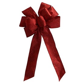 Bows Supplies for Large 10" Hand Made Glitter Red Wired Bow - Christmas Winter Wreath Metallic for...