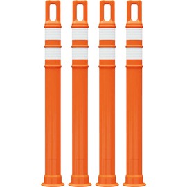 Plasticade Watchtower Delineator for Construction and Work Zone Visibility, Low-Density Polyethylene for UV, Extreme Heat, and Freezing Resistance, 42" Height, EG Sheeting, Orange, 4 Pack