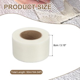 PATIKIL Drywall Repair Mesh Tape, 3 inch x 164 ft Fiberglass Repair Patch Self-Adhesive Dry Wall Joint Tape 9 Mesh Wall Hole Crack and Seam Patch, White