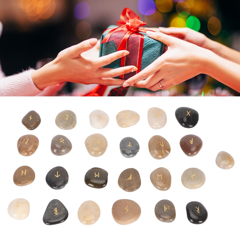 25pcs Rune Stones Set Good Luck Eliminate Negativity Lightweight Divination