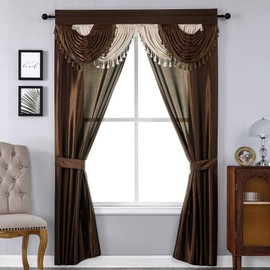 Regal Home Collections Amore Set para Ventana, con Cenefa Adjunta, 137 cm x 213 cm (54x 85""), marrón
