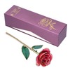 24K GoldPlated Rose Flower Pink Green Leaf for Valentine's Day