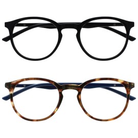 OPULIZE-Met 2 Paquete de gafas de lectura con bloqueo de luz azul Juegos de computadora Negro Marrón Carey Hombres Mujeres BB6012 +1.50