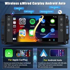 Upgrade Android Car Stereo for Jeep Wrangler Radio 2007-2018 Dodge Avenger 2011-2014, 7 Inch Touch Screen for Jeep Car Radio Wirelss Carplay Android Auto WiFi GPS FM Radio + Backup Camera - 2+32G
