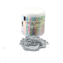 Silver Gray Luster Dust Edible for Drinks, Cakes and Chocolate - 15g Pack - Metal Silver Dazzle Dust Powder Food Coloring for Wet-Dry Application, Tasteless, Vegan, Gluten Free