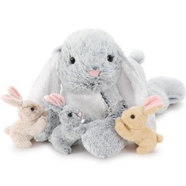 BENINY Large Bunny Stuffed Animal 24" - 4Pcs Stuffed Bunny Rabbit Plush Toy Gifts for Kids - Cuddly Mommy Bunny Surprise with 3 Small Bunnies Inside